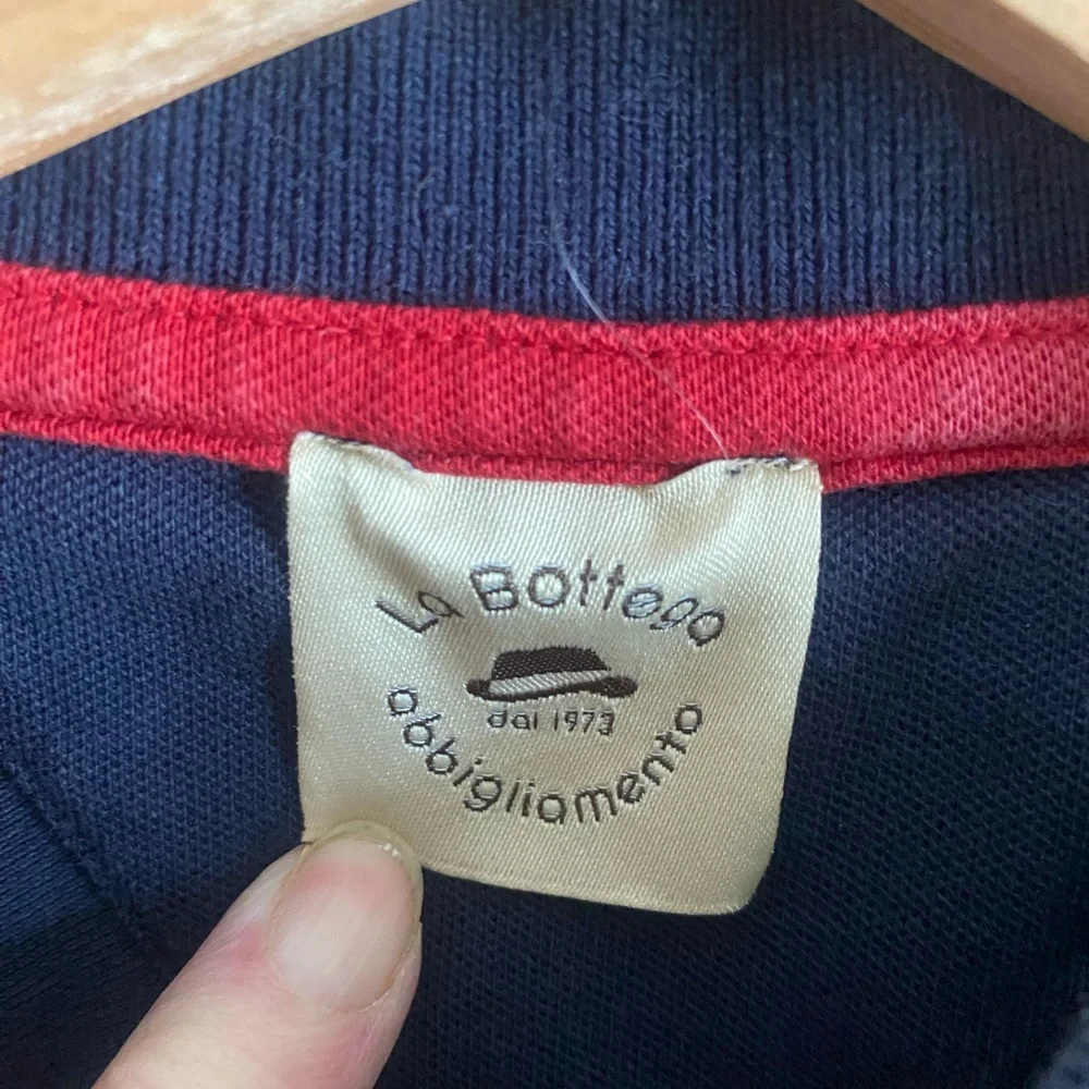 La Bottega Abbigliamento Polo‎ Shirt Mens L Navy Blue Italy Golf Nautical Preppy - Picture 3 of 9